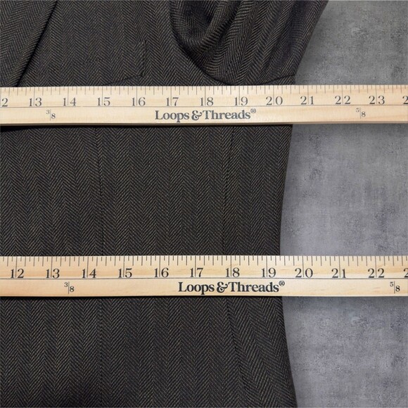 DKNY Mens Blazer Sport Coat Two Button Jacket 40R WOOL  Brown Herringbone Suits - Picture 12 of 16